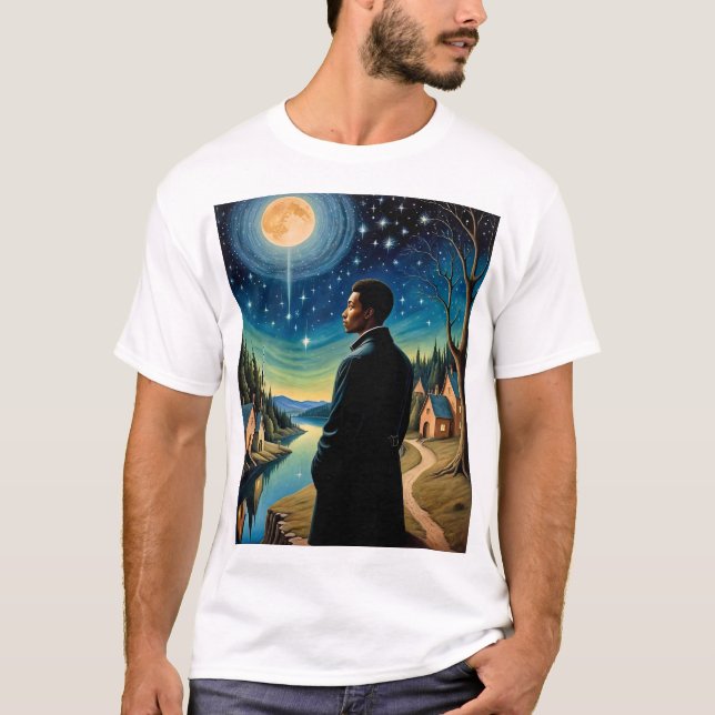 Ethereal Moonlit Reflection Surreal Art T-Shirt (Front)