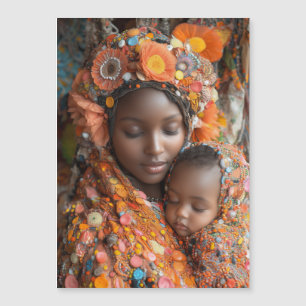 Ethereal Mother Child Vibrant Traditional Attire Magnetic Invitation