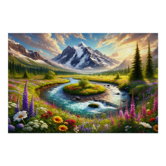 Ethereal Mountain Escape - Nature's Symphony  Poster (Front)