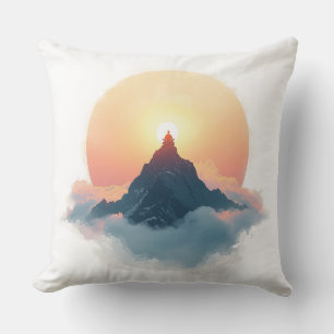 Ethereal Mountain Meditation – Golden Sunrise Cushion