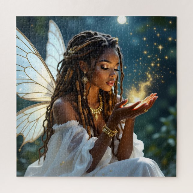 Ethereal Mystical Fairy and Gold Dust Jigsaw Puzzle (Vertical)