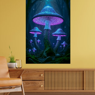 Ethereal Mystical Forest Bioluminescent Nature Poster