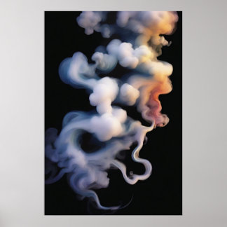 Ethereal Mystical Smoke Abstract Art Poster