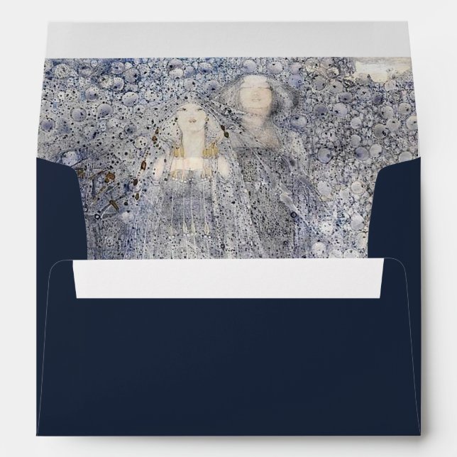 Ethereal Navy & Gold Vintage Art Nouveau  Envelope (Back (Bottom))