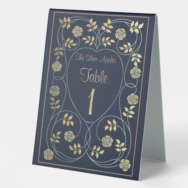 Ethereal Navy & Gold Vintage Art Nouveau Wedding (Front)