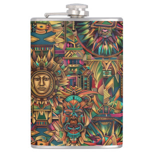 Ethereal Navy "Vibrant Historical Emblem" Vinyl Fl Hip Flask