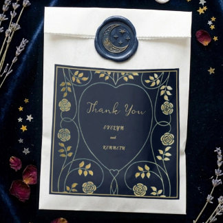 Ethereal Navy Vintage Art Nouveau Wedding  Favour Bag