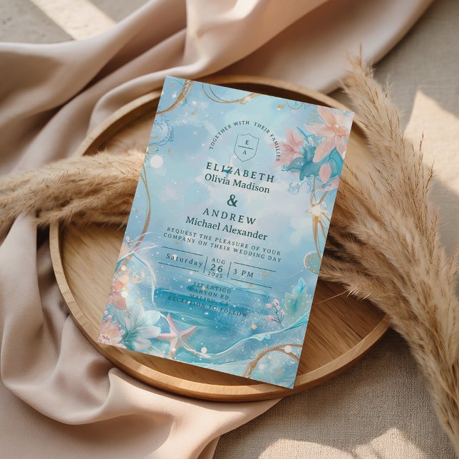 Ethereal Ocean Light Wedding Invitation (Creator Uploaded)