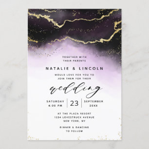 Ethereal Ombre Purple Watercolor Moody Wedding Invitation