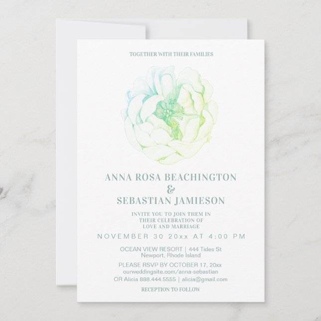 *~* Ethereal Ombre ROSE Floral AR8 RSVP Wedding In Invitation (Front)