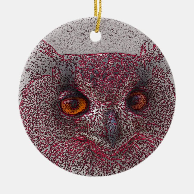 Ethereal Owl Ceramic Ornament (Front)