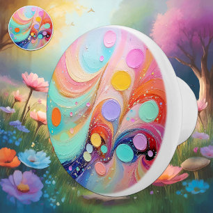 Ethereal Pastel Abstract Art – Dreamy Cotton Candy Ceramic Knob