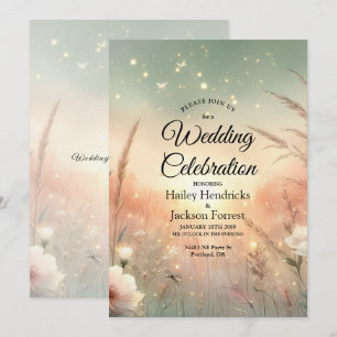 Ethereal Pastel Wildflower Field Wedding Invitation