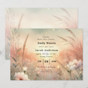 Ethereal Pastel Wildflower Field Wedding Invitation