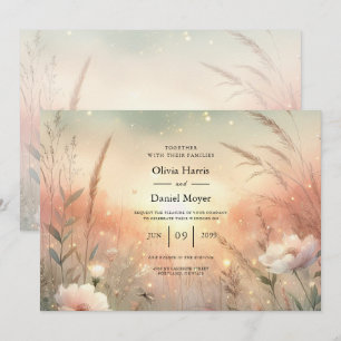 Ethereal Pastel Wildflower Field Wedding Invitation