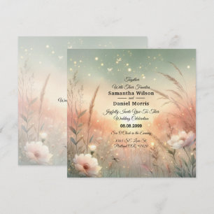 Ethereal Pastel Wildflower Field Wedding Invitation