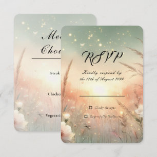 Ethereal Pastel Wildflower Field Wedding RSVP Card