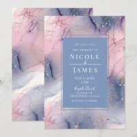 Ethereal Periwinkle Pink Gold Inky Fantasy Wedding