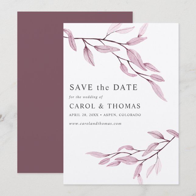 Ethereal Pink | chic VERTICAL save the date Invitation (Front/Back)