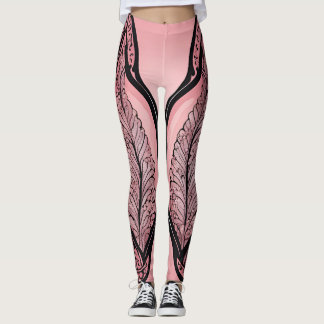 Ethereal pink lace & inkwork illusion AI art  Leggings