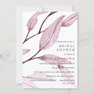Ethereal Pink   Leafy  Bridal Shower Wedding Invitation