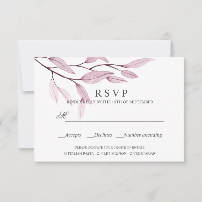 Ethereal Pink | WEDDING RSVP MEAL CHOICE (Front)