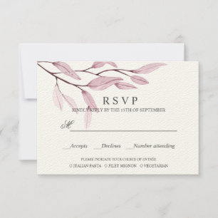 Ethereal Pink WEDDING RSVP MEAL CHOICE Card