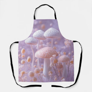 Ethereal Plush Mushroom Garden,Soft Pastel Fantasy Apron