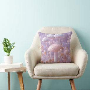 Ethereal Plush Mushroom Garden,Soft Pastel Fantasy Cushion