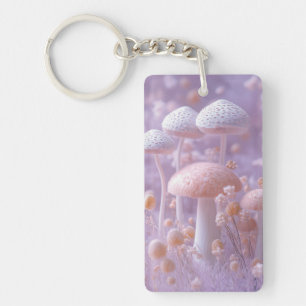 Ethereal Plush Mushroom Garden,Soft Pastel Fantasy Key Ring