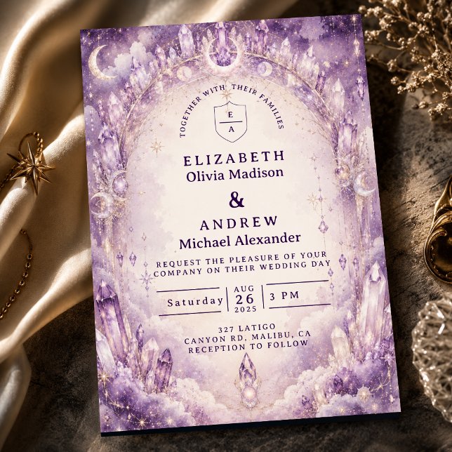 Ethereal Purple Celestial Wedding Invitation (Creator Uploaded)