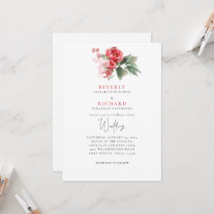 Ethereal Red floral Elegant Wedding Invitation