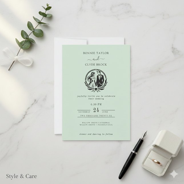 Ethereal Sage Green Elegant Wedding Invitation (Ethereal Sage Green Elegant Wedding Invitation)