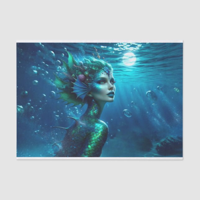 Ethereal Siren Mermaid Ocean Decoupage Tissue Paper (Front)