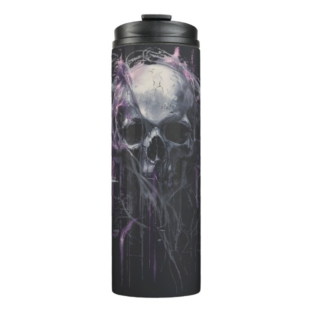 Ethereal Skull Abstract Grunge Dark Art Thermal Tumbler (Front)