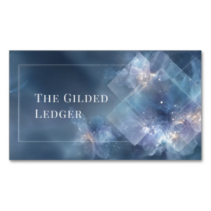 Ethereal Slate Blue Geometric Cosmic Floral Magnetic Business Card