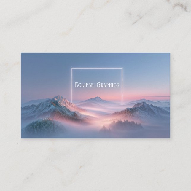 Ethereal Snowy Mountain Sunrise Mist Business Card (Front)