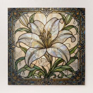 Ethereal Stained Glass White Lily Puzzle