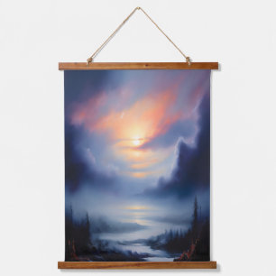 Ethereal Sunrise Over Misty Mountains Landscape  Hanging Tapestry
