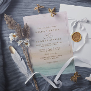 Ethereal Sunset Rustic Elegant Modern Wedding Invitation