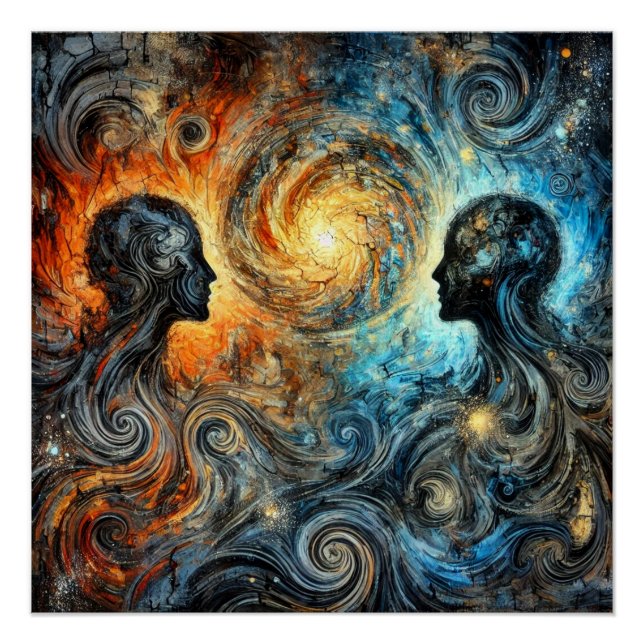 Ethereal Swirls and Silhouettes Poster (Front)