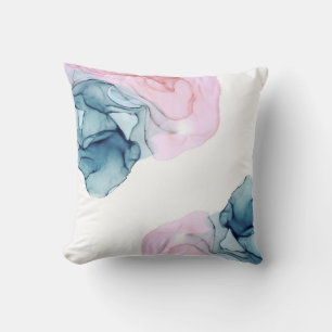 Ethereal Teal Pink Inky Modern Glamour Cushion