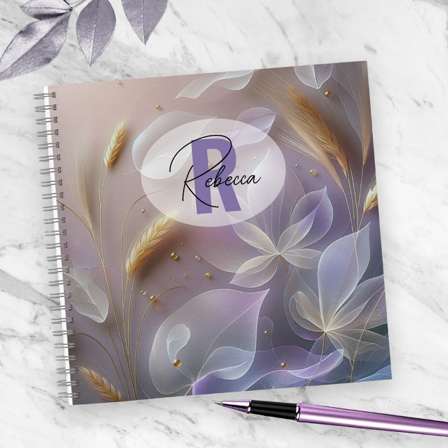 Ethereal Translucent Flowers and Wheat Sprigs Notebook (Creator Uploaded)