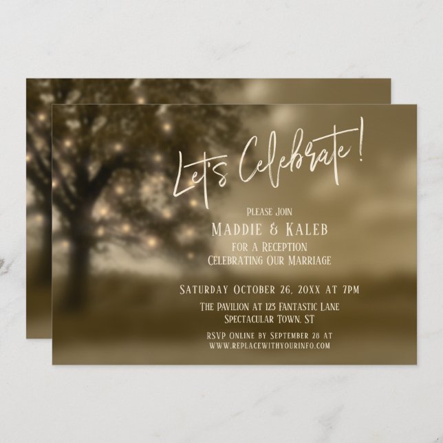 Ethereal Tree w/ Lights Let's Celebrate Reception Invitation (Front/Back)