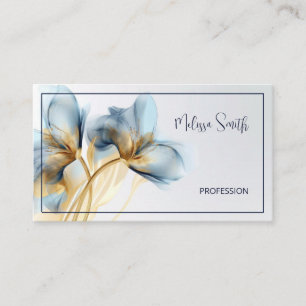 Ethereal Turquoise Gold Flowers Business Card