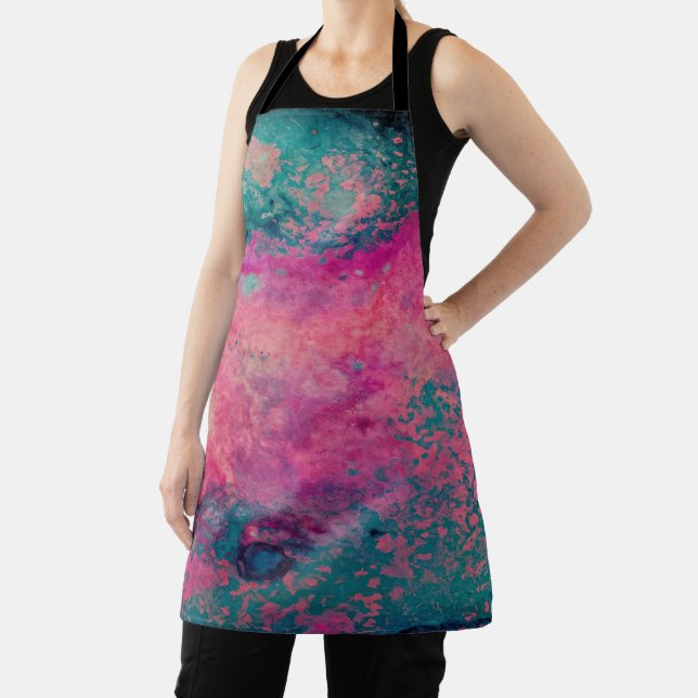 “Ethereal Vellum” – Pink Teal Blue Abstract    Apron (Insitu)
