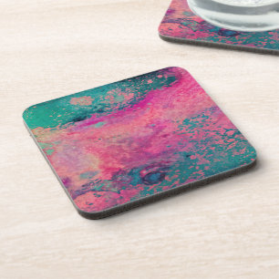 “Ethereal Vellum” – Pink Teal Blue Abstract Coaster