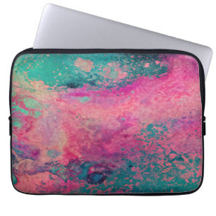 “Ethereal Vellum” – Pink Teal Blue Abstract Laptop Sleeve