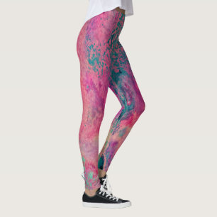 “Ethereal Vellum” – Pink Teal Blue Abstract Leggings