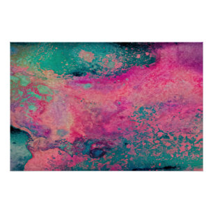 “Ethereal Vellum” – Pink Teal Blue Abstract Poster